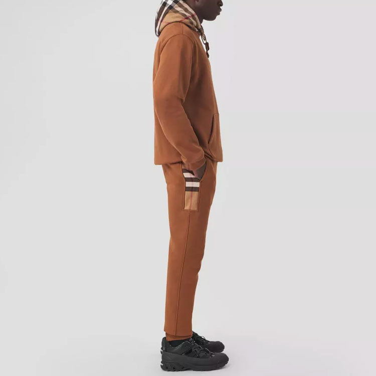 Purchase Burberry 深褐色格紋拼接棉混紡運動褲 80475191