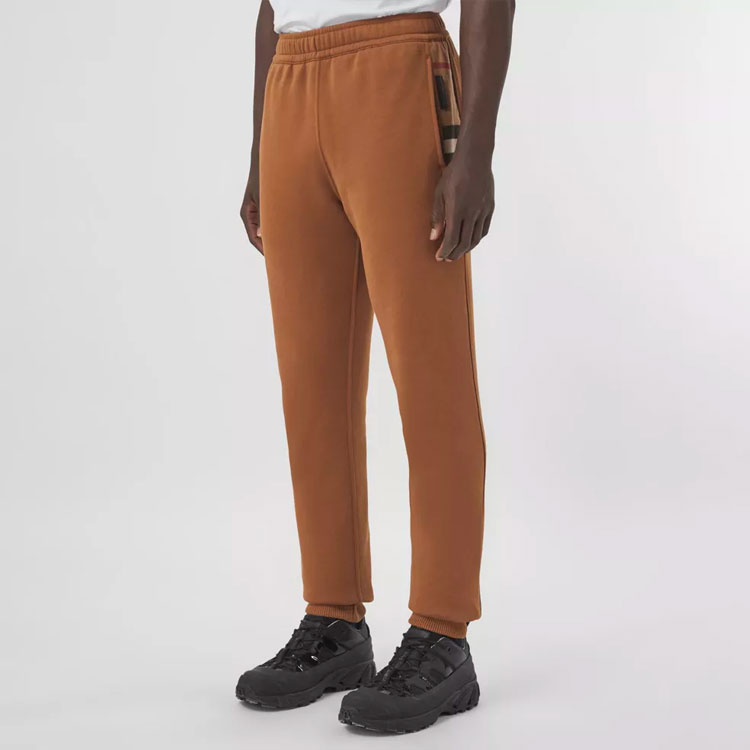 Details for Burberry 深褐色格紋拼接棉混紡運動褲 80475191