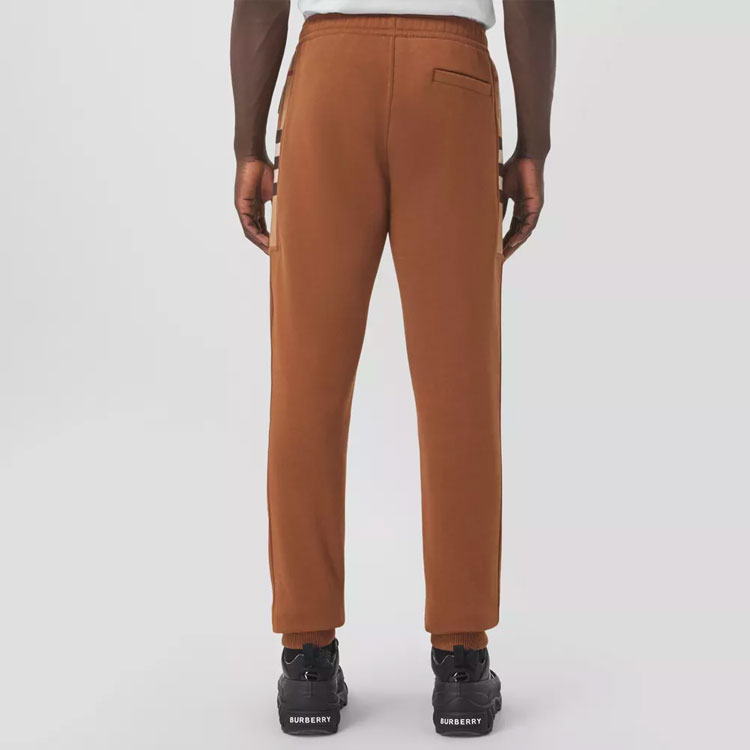 Sizing Burberry 深褐色格紋拼接棉混紡運動褲 80475191