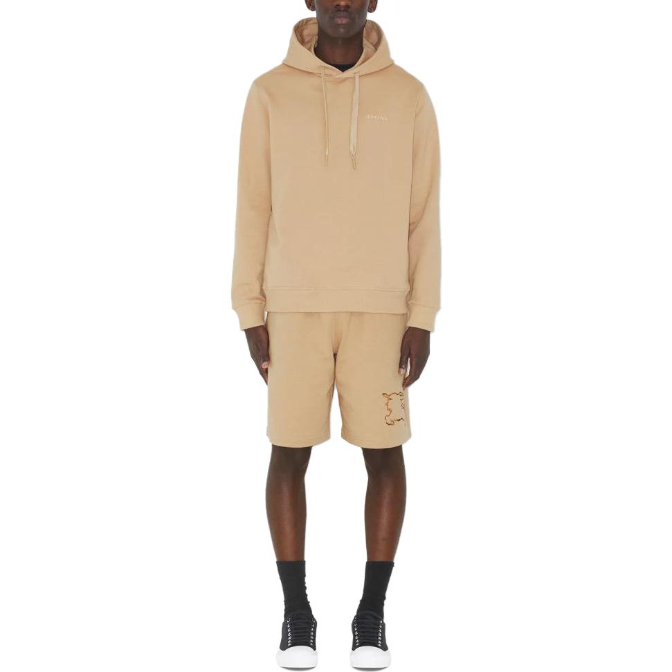 Lookbook Burberry 素色寬鬆版連帽長袖上衣 淺棕色。 80727141