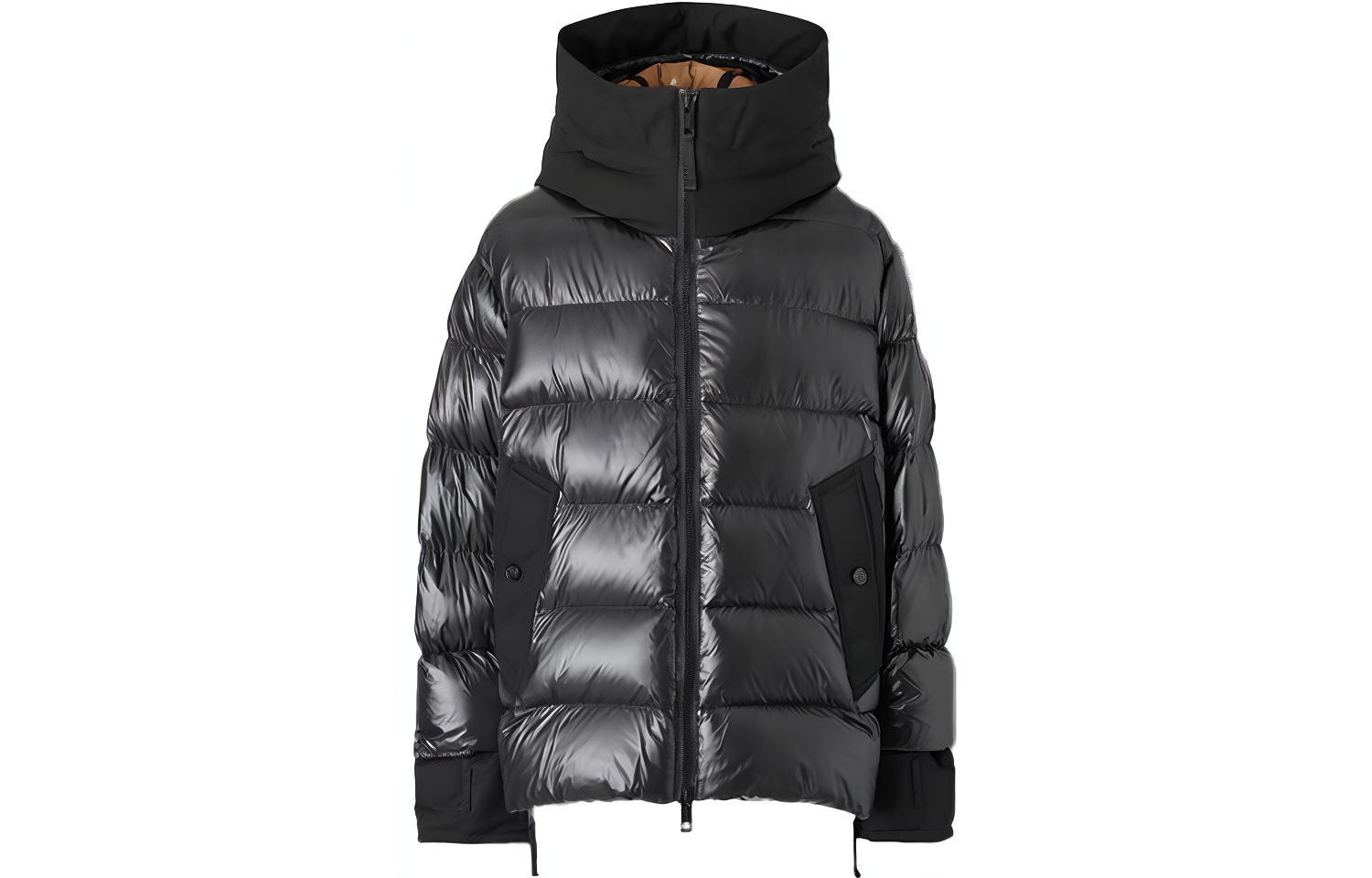 Burberry Solid Color Black Hooded Slim Fit Down Jacket 80439201