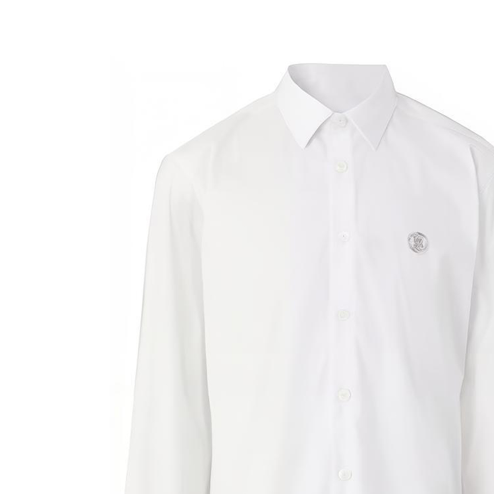 Burberry Solid Color Button-Up Cotton Blend Shirt - White 80427711 圖 5