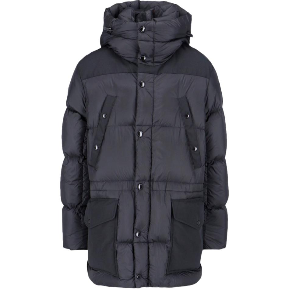 Burberry Solid Color Button Hooded Puffer Jacket Men’s Black. 80733061
