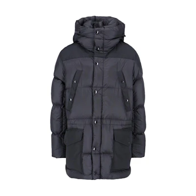 Burberry Solid Color Button Hooded Puffer Jacket Men’s Black. 80733061