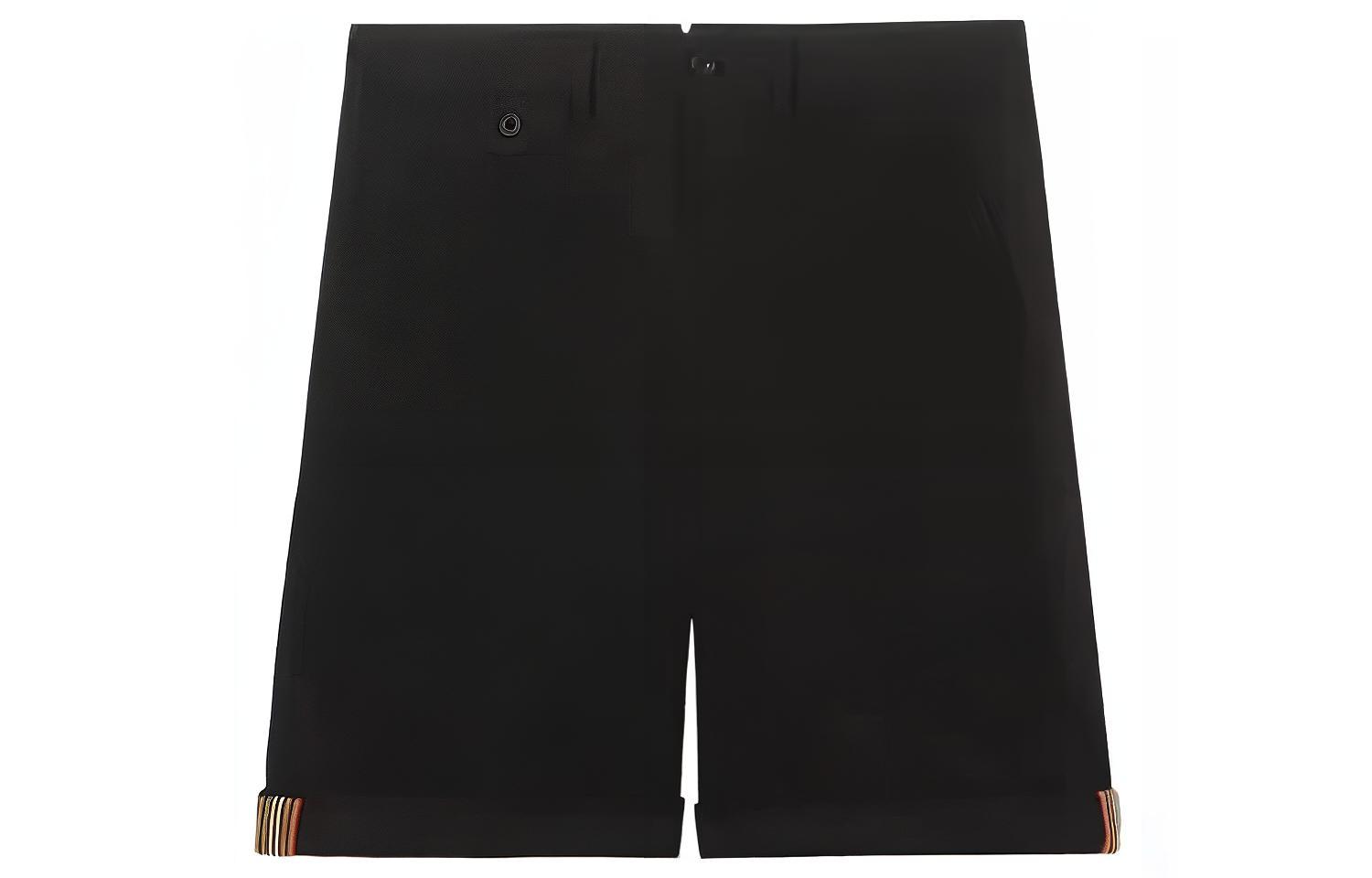 Burberry Solid Color Casual Zipper Shorts - Black. 80314601