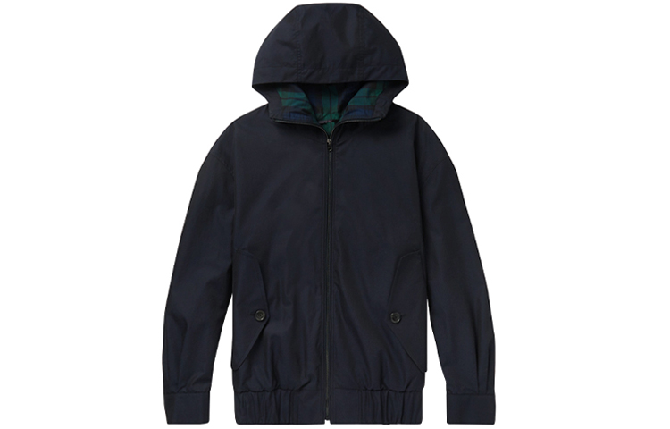 Burberry Solid Color Cotton Hooded Jacket for Men - Dark Blue 80008561