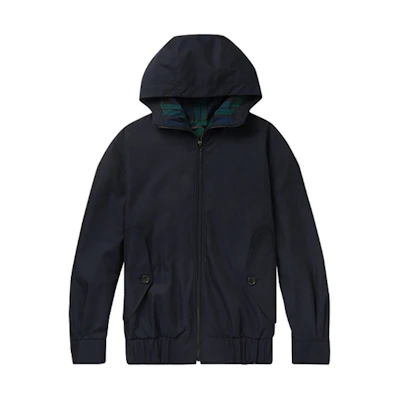Burberry Solid Color Cotton Hooded Jacket for Men - Dark Blue 80008561