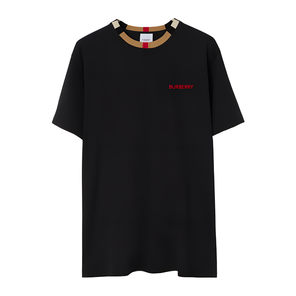 Burberry Solid Color Crew Neck Short Sleeve T-Shirt Men Black 80781141