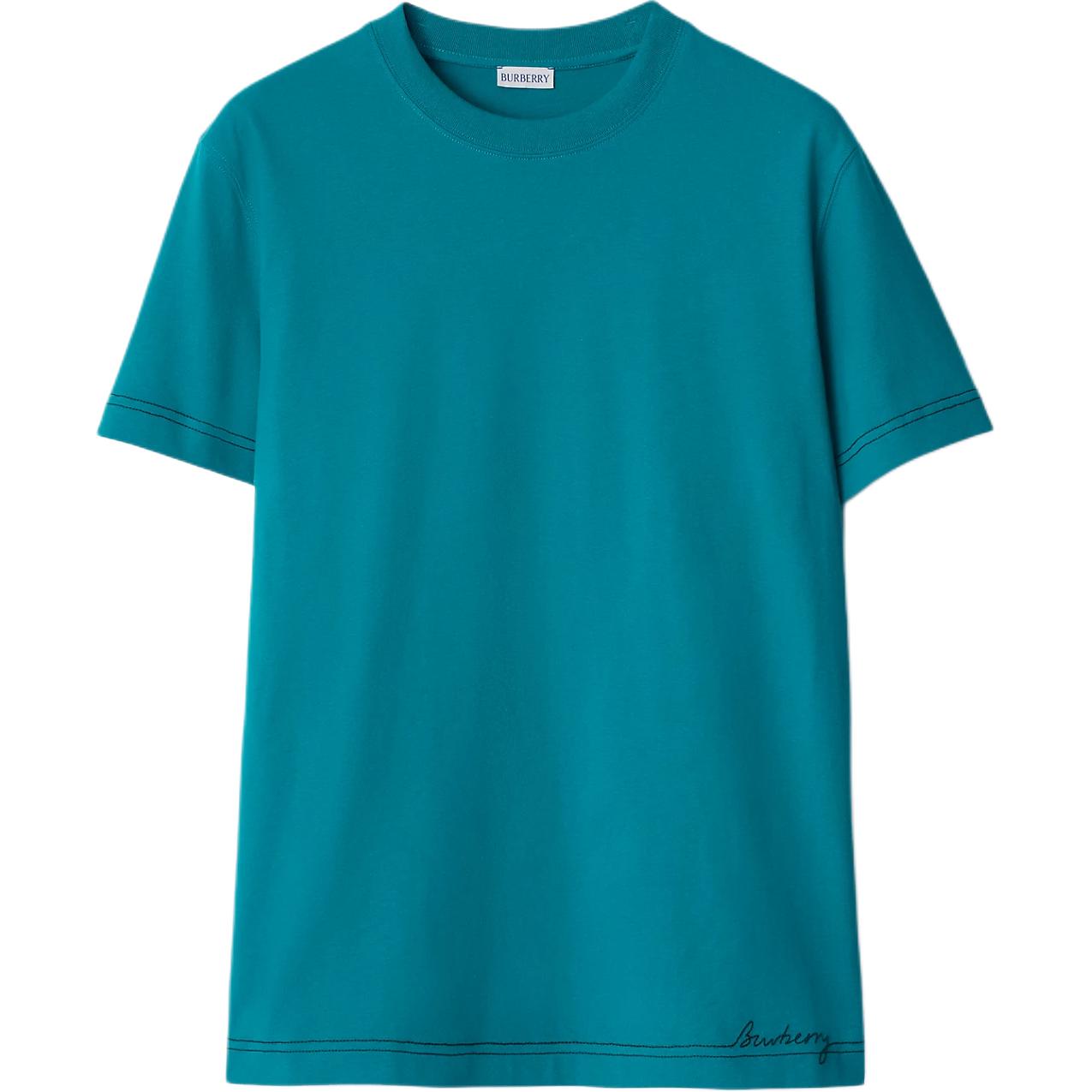 Burberry Solid Color Crewneck Drop-Shoulder T-Shirt Men’s Light Blue 80957781