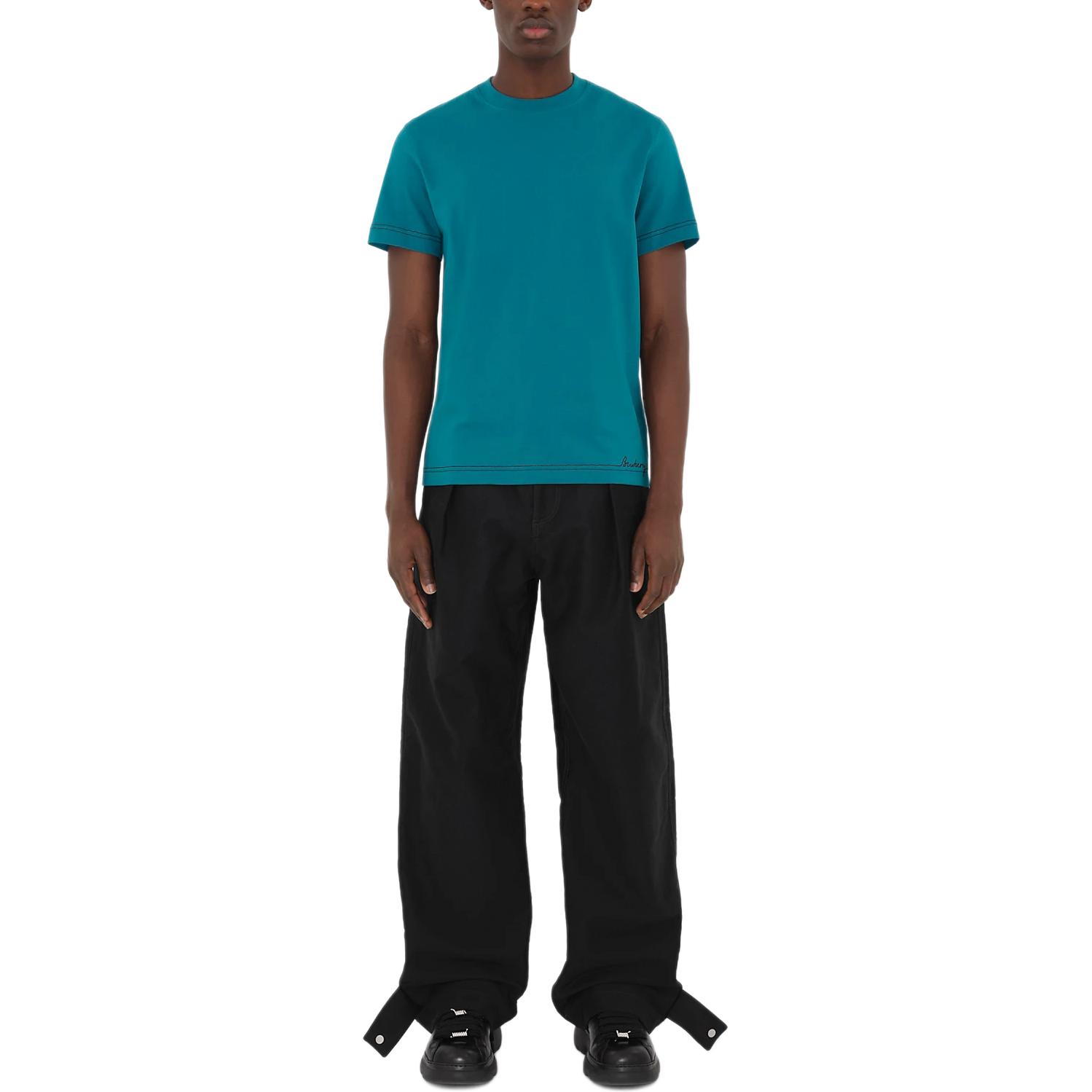 Burberry Solid Color Crewneck Drop-Shoulder T-Shirt Men’s Light Blue 80957781 圖 4