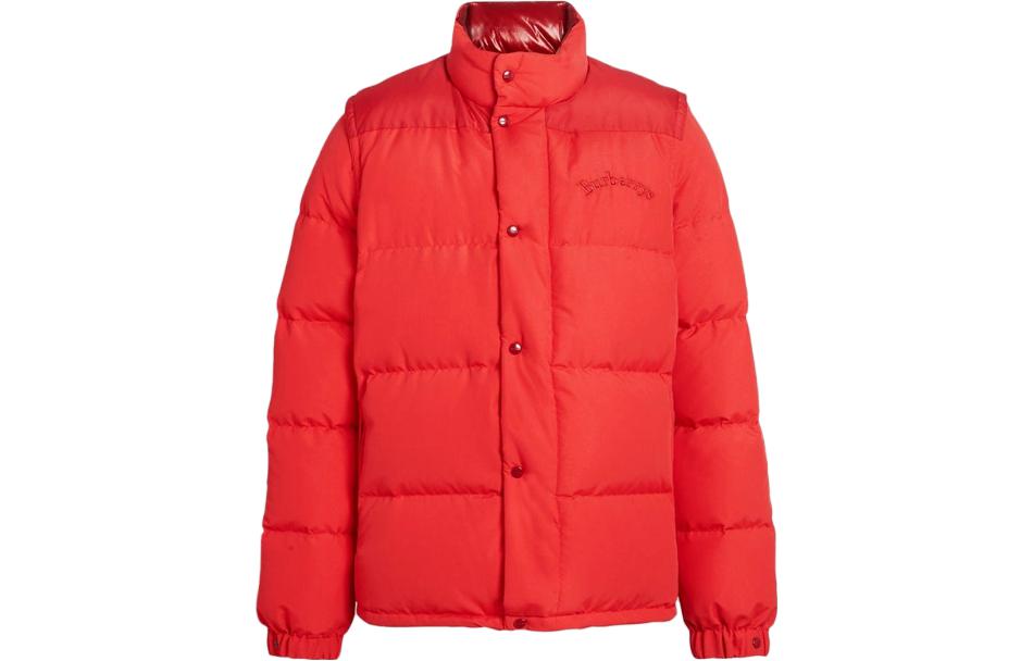 Burberry Solid Color Detachable Stand Collar Red Jacket for Men 80033181