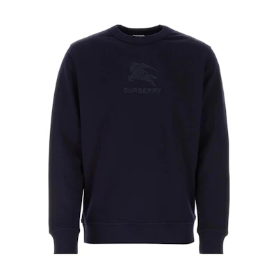 Burberry Solid Color Embroidered Pullover Sweatshirt - Deep Blue 80720041