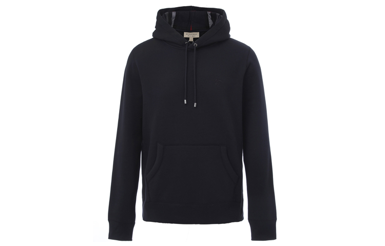 Burberry Solid Color Fleece Hoodie in Dark Blue. 80362851 圖 2