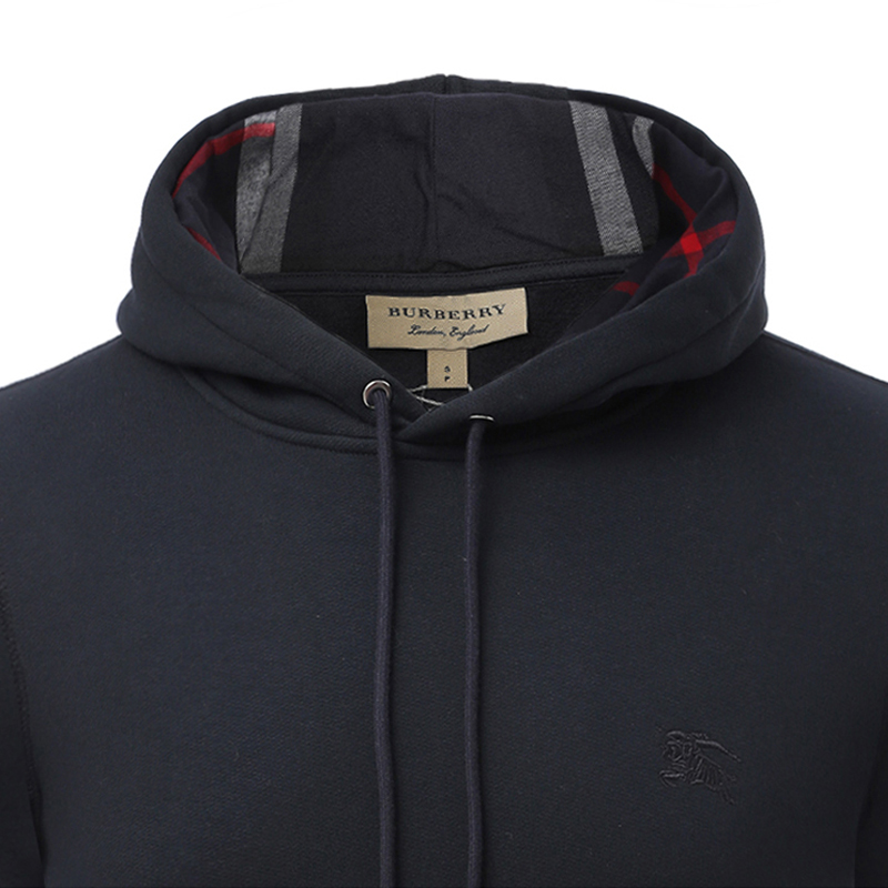 Burberry Solid Color Fleece Hoodie in Dark Blue. 80362851 圖 6