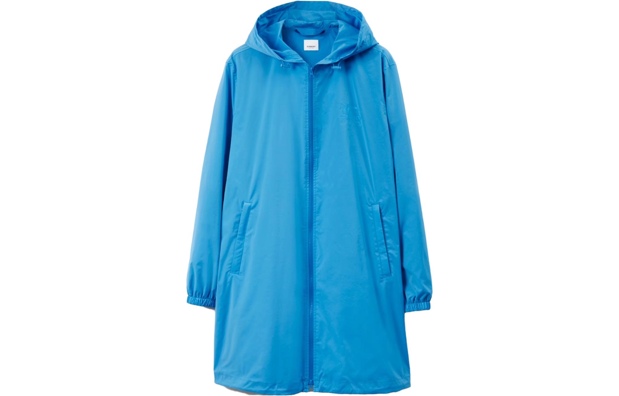 Burberry Solid Color Hooded Zip Long Sleeve Trench Coat for Men. 80709401