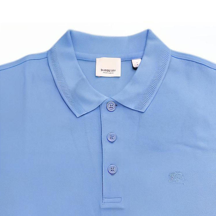 Sizing Burberry 素色刺繡標誌短袖POLO衫-藍色 80675851