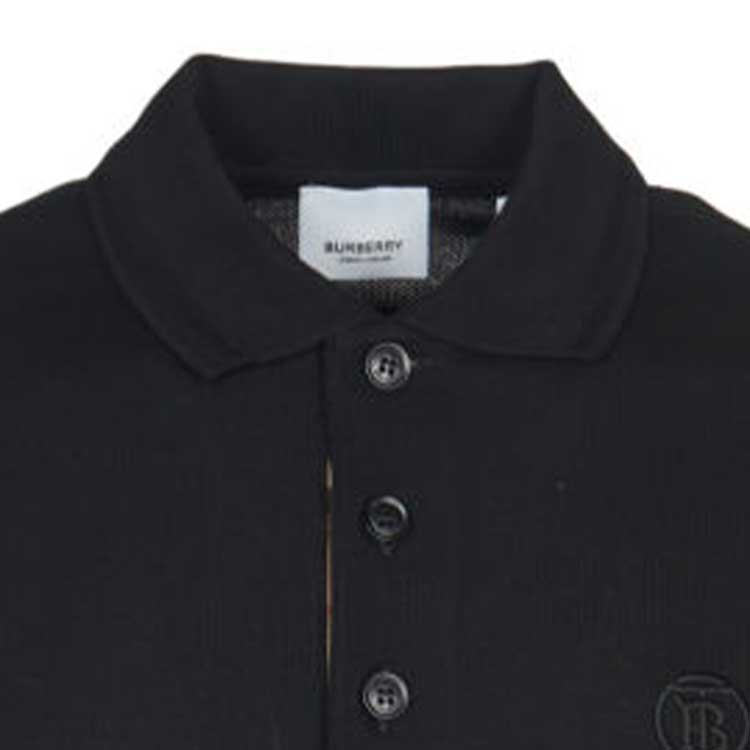 Details for Burberry Solid Color Logo Embroidered Casual Polo Shirt Black - 80840101