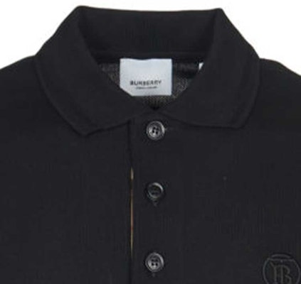 Burberry Solid Color Logo Embroidered Casual Polo Shirt Black - 80840101 Details for Burberry Solid Color Logo Embroidered Casual Polo Shirt Black - 80840101