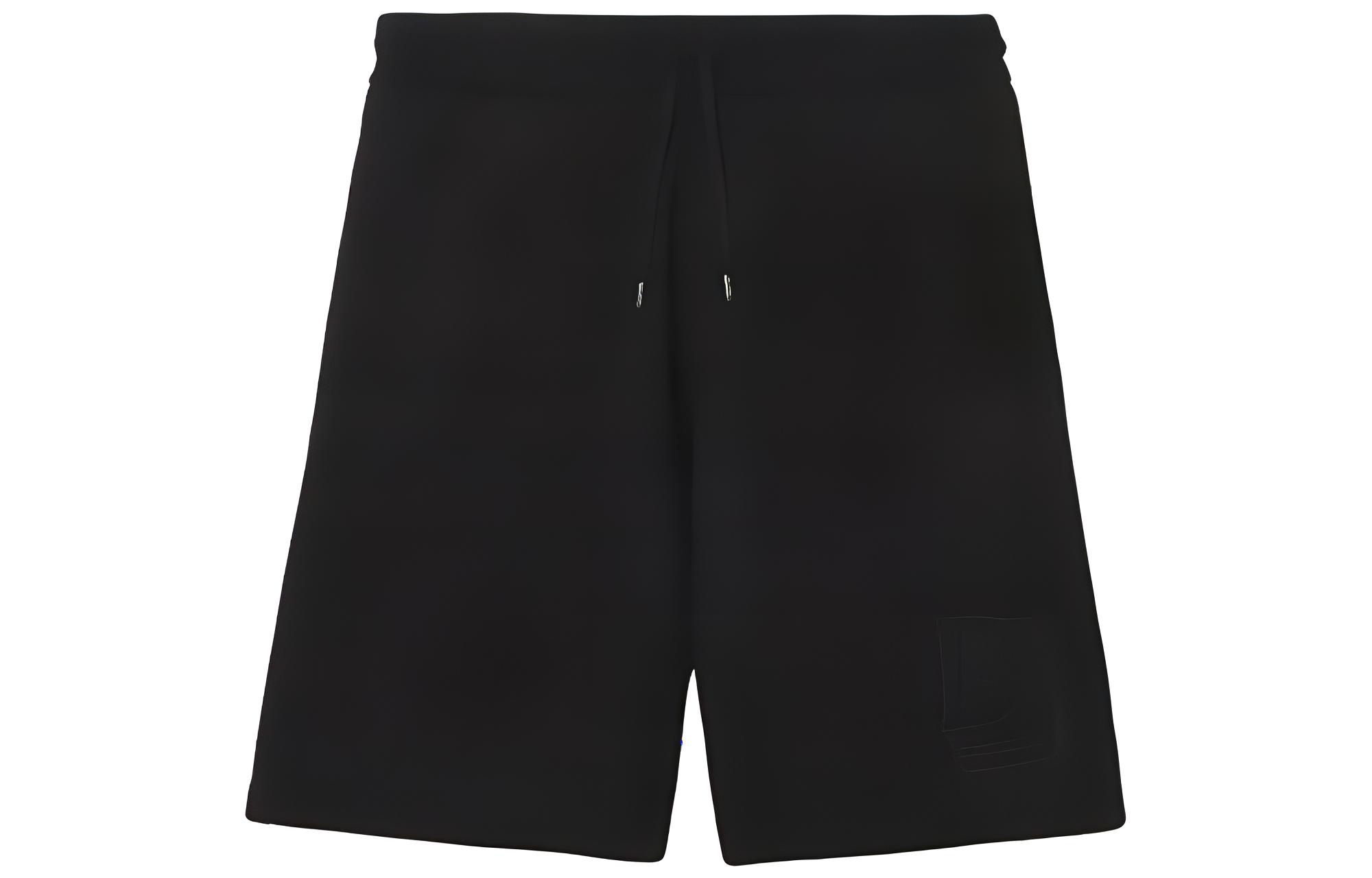 Burberry Solid Color Logo Embroidered Casual Shorts - Black. 80455061