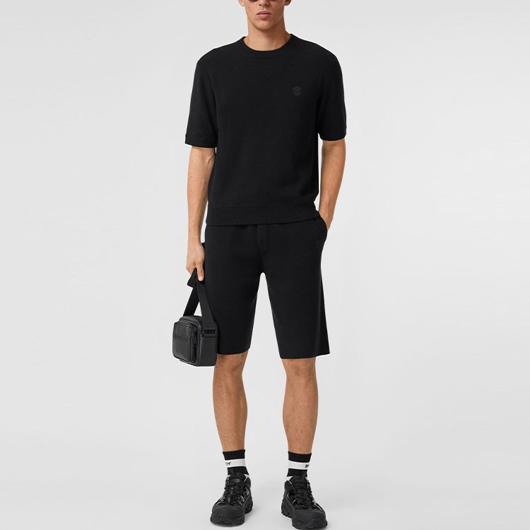 Lookbook Burberry 純色刺繡Logo休閒短褲 男款 黑色 80393021