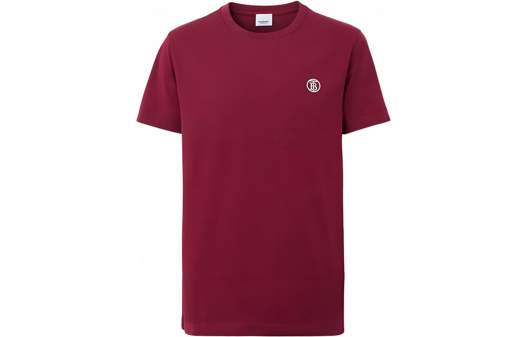 Burberry Solid Color Logo Embroidered Men’s T-Shirt Pomegranate Red 80570891 圖 2