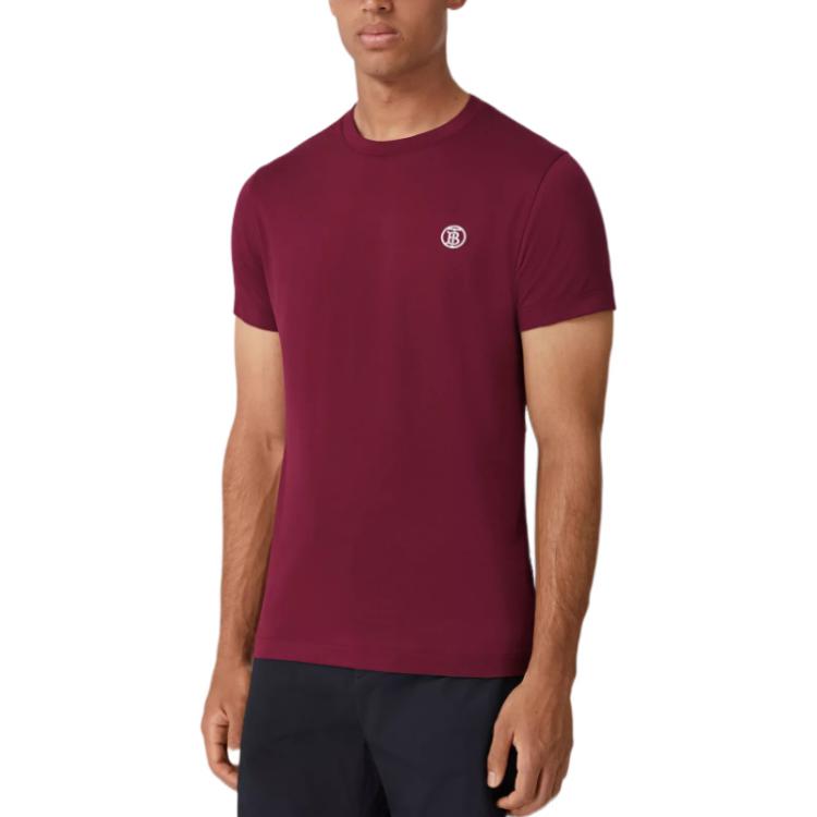 Burberry Solid Color Logo Embroidered Men’s T-Shirt Pomegranate Red 80570891 圖 4
