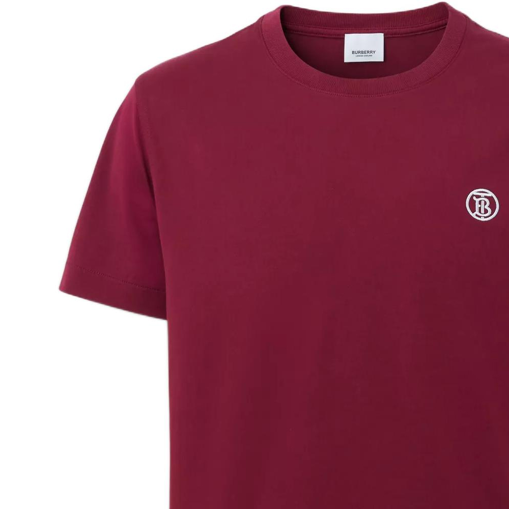 Burberry Solid Color Logo Embroidered Men’s T-Shirt Pomegranate Red 80570891 圖 6