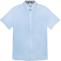 Burberry Solid Color Logo Embroidered Short Sleeve Shirt Men’s Light Blue 80618631 Burberry Solid Color Logo Embroidered Short Sleeve Shirt Men’s Light Blue 80618631