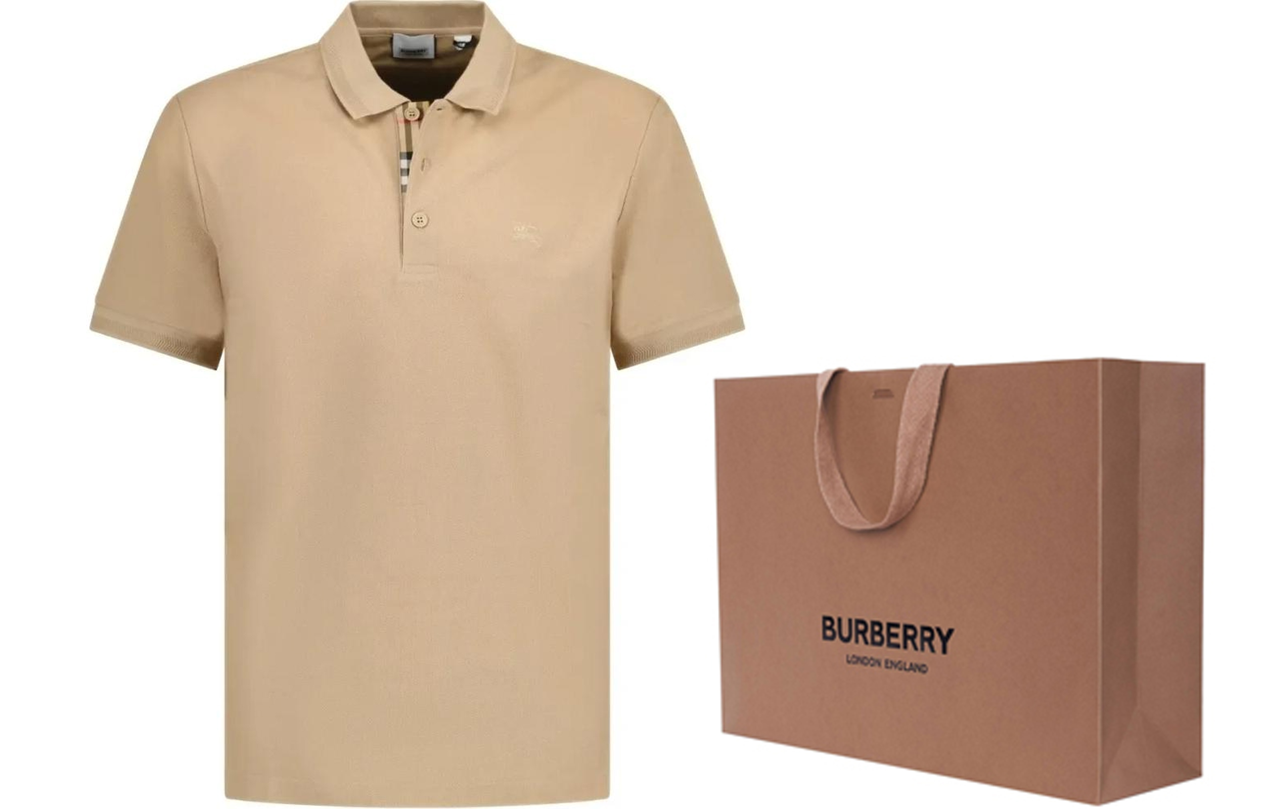 Lookbook Burberry Solid Color Logo Embroidered Short Sleeve Polo Shirt Brown Men. 80675871