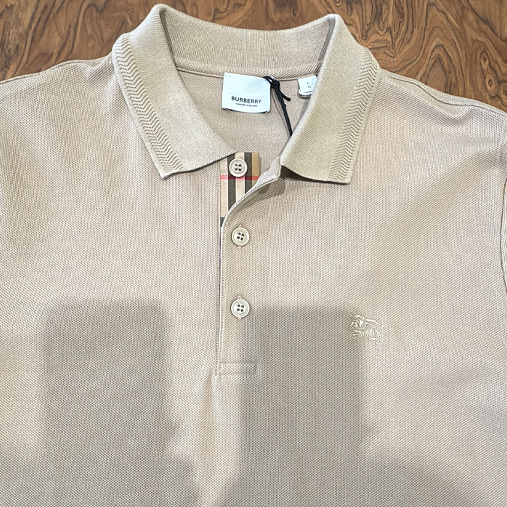 Purchase Burberry Solid Color Logo Embroidered Short Sleeve Polo Shirt Brown Men. 80675871