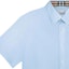 Details for 버버리 로고 자수 반팔 셔츠 남성용 라이트 블루 80618631