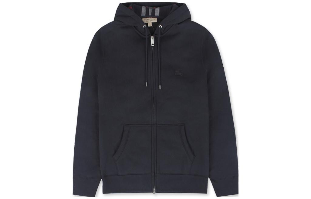 Burberry Solid Color Logo Embroidery Hoodie in Dark Blue 40249171