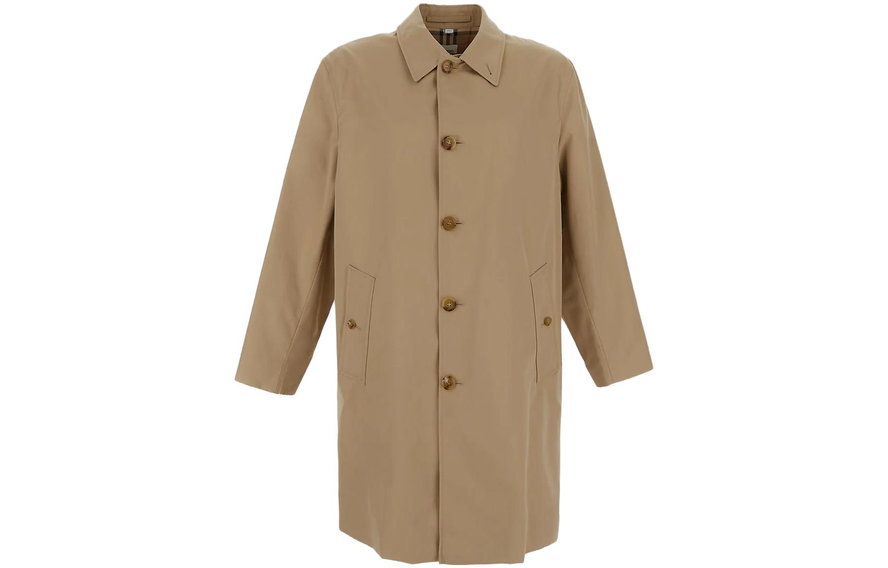 Burberry Solid Color Long-Sleeve Mid-Length Coat Camel for Men. 8070987