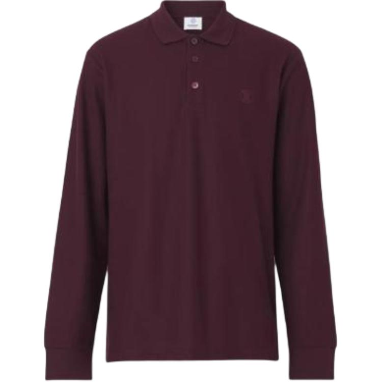 Burberry Solid Color Long Sleeve Polo Shirt for Men Purple. 80437831