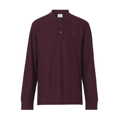 Burberry Solid Color Long Sleeve Polo Shirt for Men Purple. 80437831