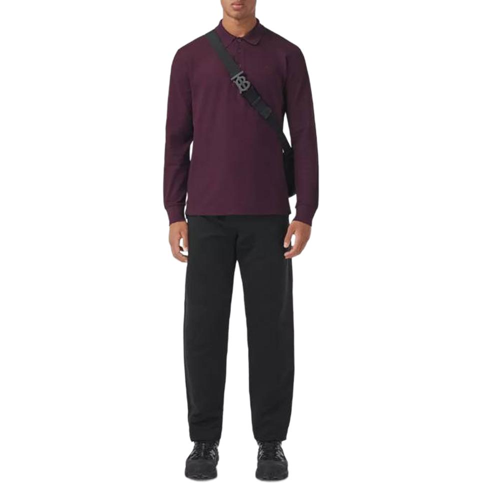 Burberry Solid Color Long Sleeve Polo Shirt for Men Purple. 80437831 圖 2