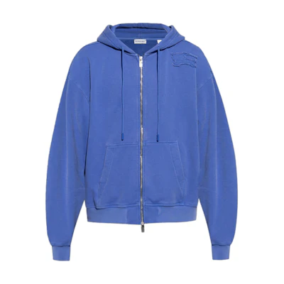 Burberry Solid Color Loose Fit Zip-Up Hoodie Blue 80900531