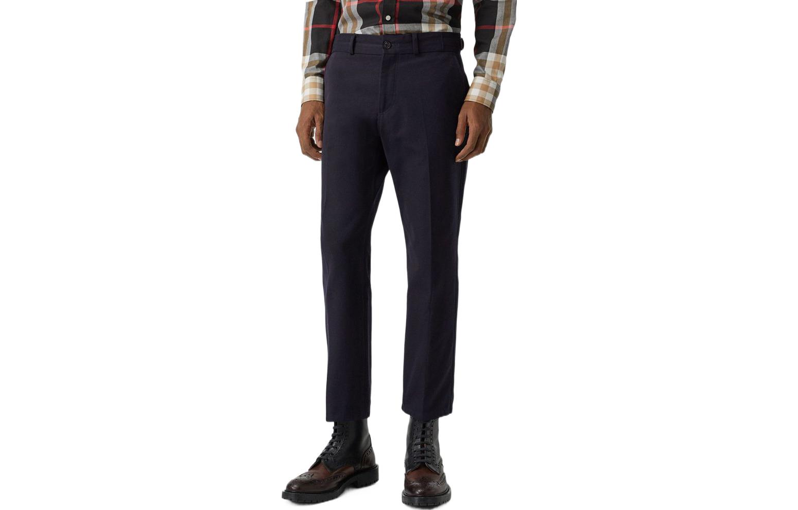 Order Burberry Celana Panjang Kasual Navy Blue Mid-Waist Stylish. 80046071