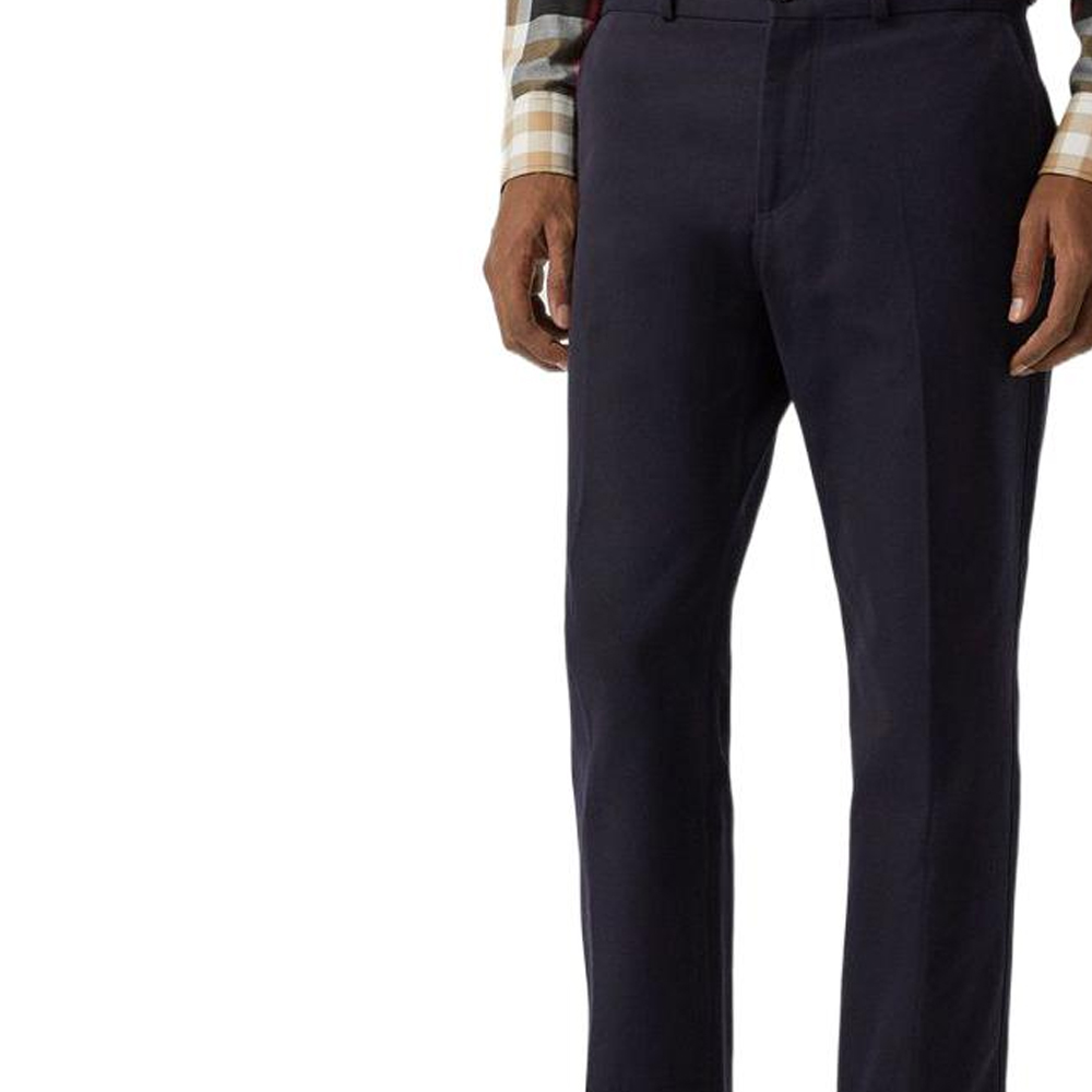 Shop Burberry Celana Panjang Kasual Navy Blue Mid-Waist Stylish. 80046071