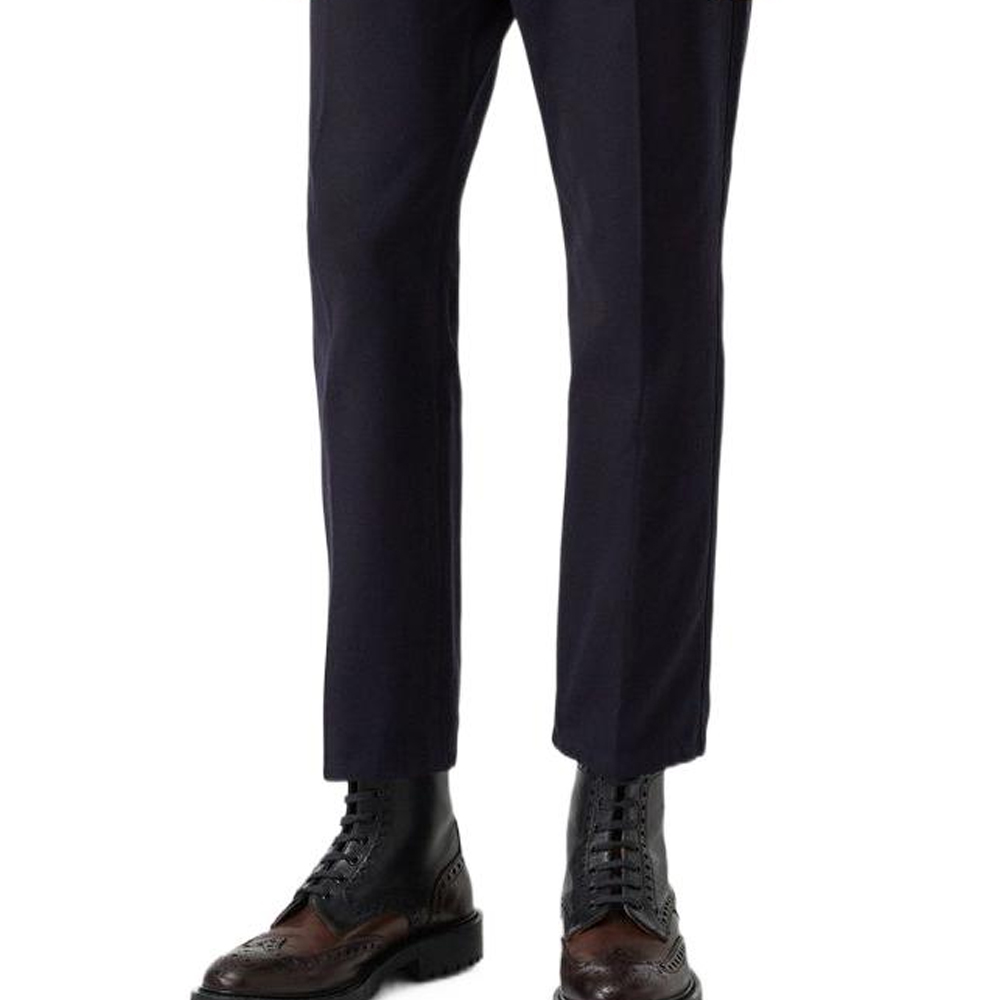 Purchase Burberry Celana Panjang Kasual Navy Blue Mid-Waist Stylish. 80046071