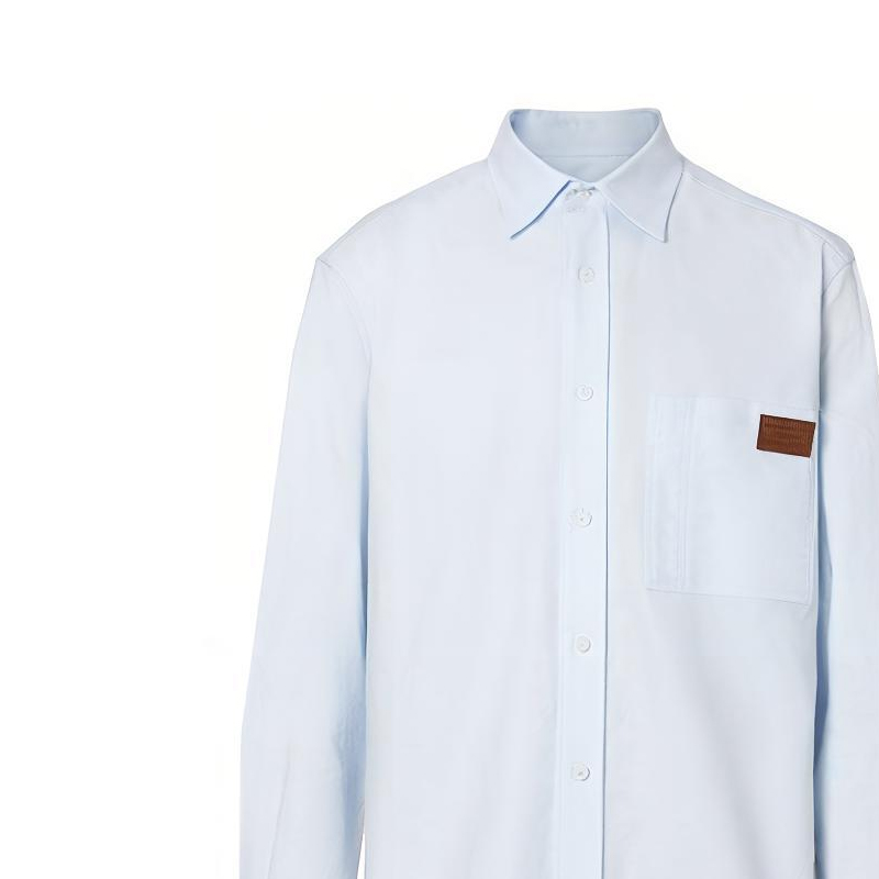 Burberry Solid Color Point Collar Long-Sleeve Shirt Light Blue 80175581 圖 3