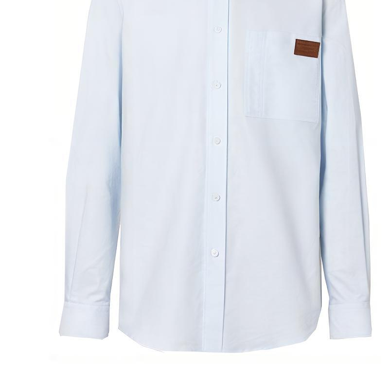 Burberry Solid Color Point Collar Long-Sleeve Shirt Light Blue 80175581 圖 4