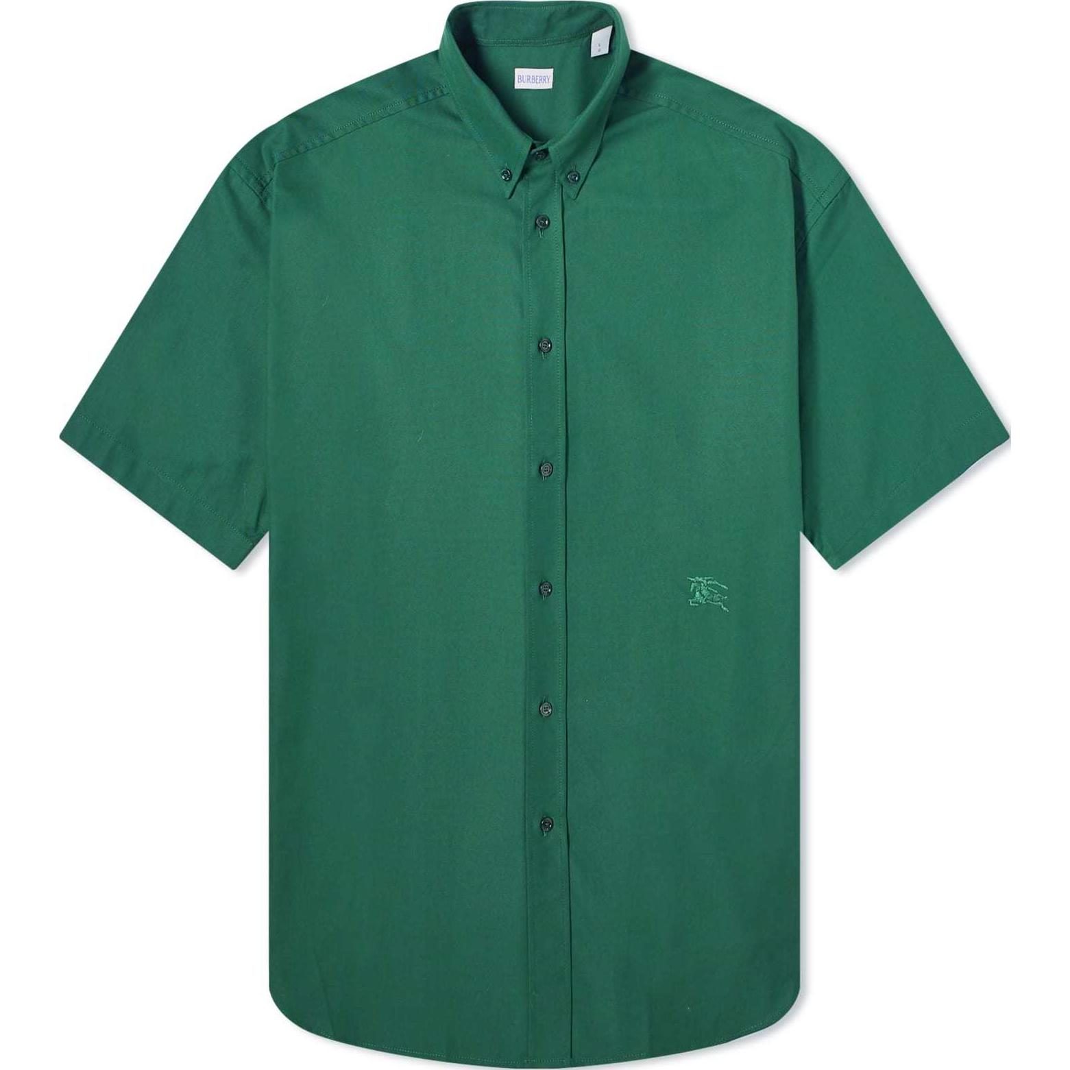 Burberry Solid Color Short-Sleeve Loose Fit Shirt for Men in Dark Green. 80829011