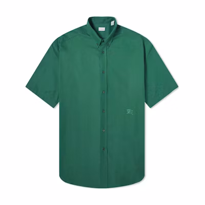 Burberry Solid Color Short-Sleeve Loose Fit Shirt for Men in Dark Green. 80829011