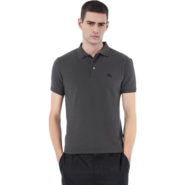 Details for 버버리 솔리드 컬러 다크 그레이 반팔 폴로 셔츠. 80045801