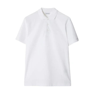 Burberry Solid Color Short Sleeve Polo Shirt for Men - White. 80991661