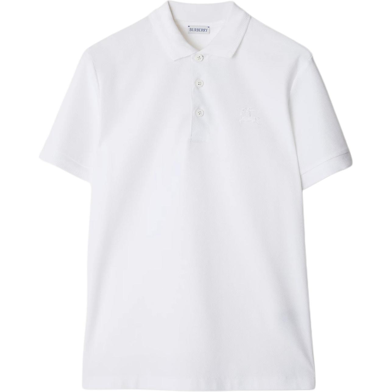 Burberry Solid Color Short Sleeve Polo Shirt for Men - White. 80991661 圖 2