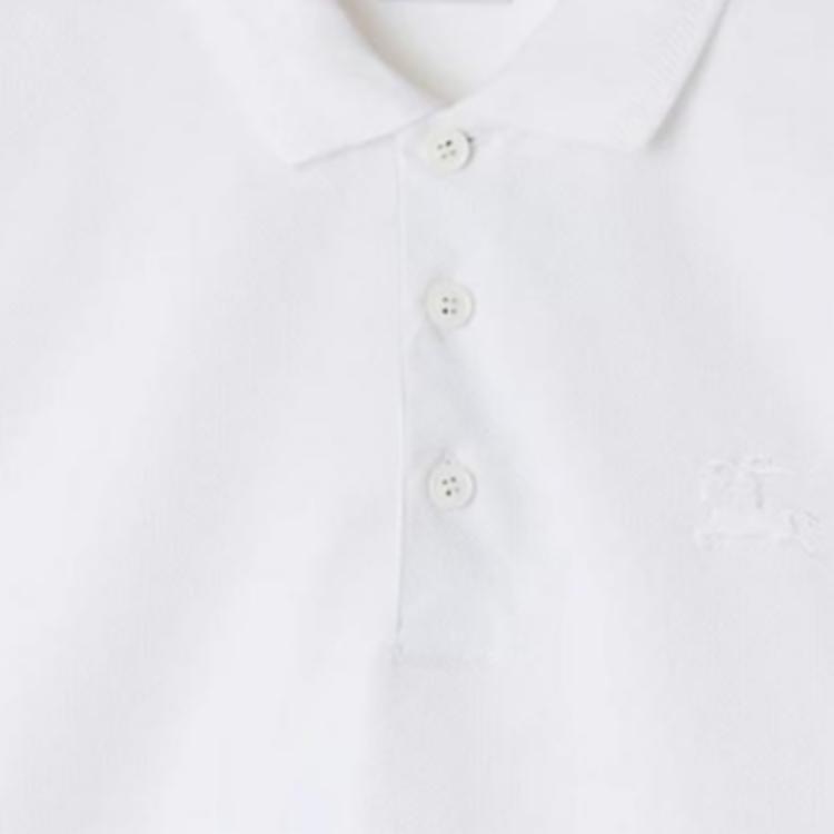 Burberry Solid Color Short Sleeve Polo Shirt for Men - White. 80991661 圖 6