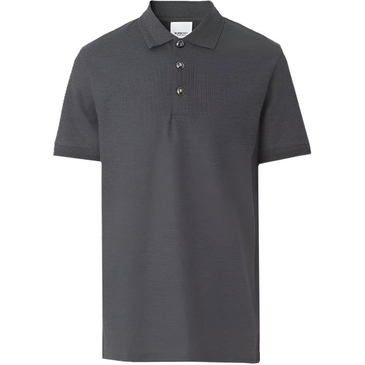 Burberry Solid Color Short Sleeve Polo Shirt in Charcoal Gray. 80447211
