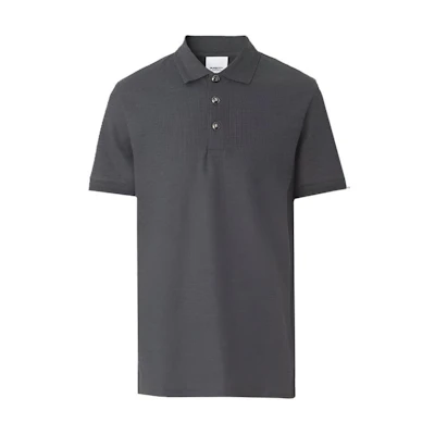 Burberry Solid Color Short Sleeve Polo Shirt in Charcoal Gray. 80447211